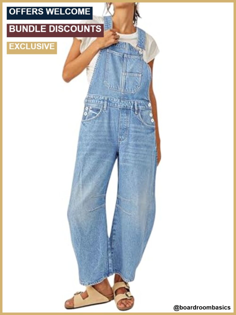 Cotton Baggy Barrel Leg Overalls Wide Leg Denim Bib Jumpsuit